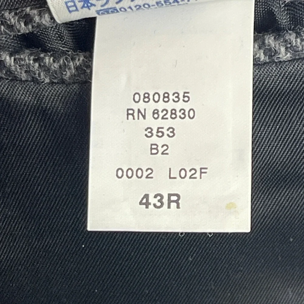 VTG Lands' End Lambswool Blazer Tweed Herringbone‎ 43R Sport Coat Grey *READ
